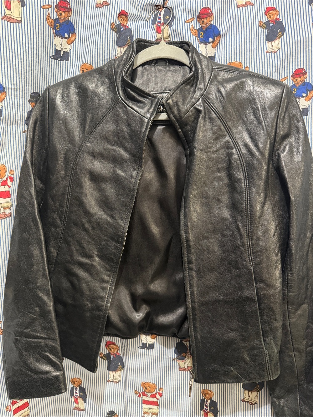 Classic Black Leather Jacket for Women - Minimal Collar